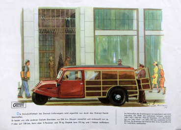 Goliath Dreiradwagen Modellprogramm 1953 "3 Räder helfen verdienen" Automobilprospekt (7991)